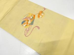 引箔　手箱に貝合わせ模様織り出し　名古屋帯